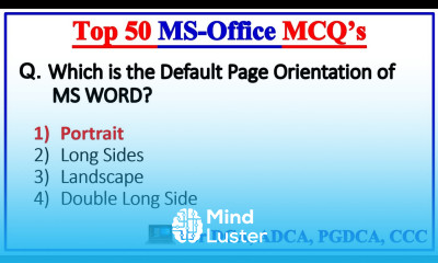 Top 50 MS Office MCQ Questions and Answers for DCA ADCA PGDCA CCC