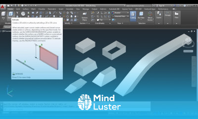 AutoCAD 3D Extrude Command Tutorial Complete Surface Solid Along Path Taper Angle