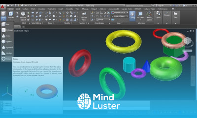Learn AutoCAD 3D Torus Command Tutorial Complete - Mind Luster