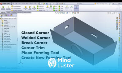 SolidWorks Sheet Metal Tutorial for Beginner 2 Closed Welded Break Corner Trim Forming Tool