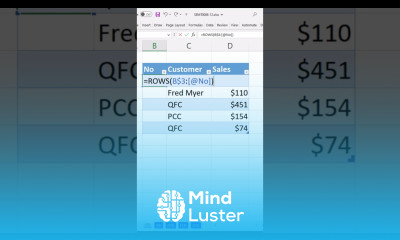 Auto Numbers in an Excel Table with a Formula Short Excel Magic Trick 08