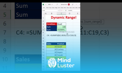 SUMIF Function Trick Single Cell Dynamic Range Short Excel Magic Trick 12
