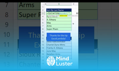 Excel Formulas Sort By Last Name Names My Have Middle Name Short Excel Magic Trick 15