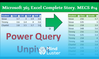 Power Query UnPivot to Convert Cross Tabulated Table into Proper Data Set 365 MECS Class 14