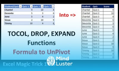 TOCOL DROP EXPAND Array Functions to UnPivot Data into Proper Table Excel Magic Trick 1785