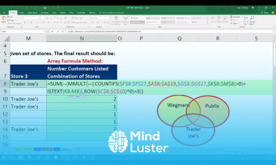 Excel Magic Trick 1445 Single Cell Array Formula Count Customer Names for 8 Sales Coupon Groups