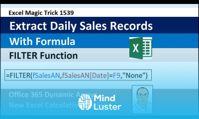 Excel Magic Trick 1539 Extract Daily Sales Records With Formula FILTER Function Dynamic Array