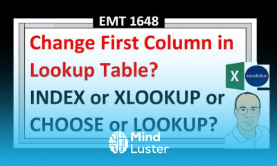 Change First Column in Lookup Table 4 Examples INDEX XLOOKUP LOOKUP or CHOOSE EMT 1648