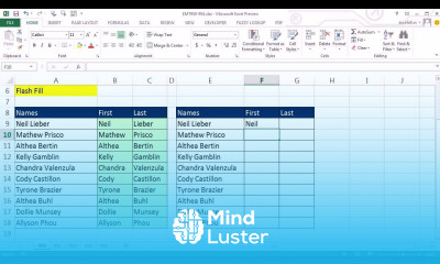 Excel 2013 Preview 2 Flash Fill To Extract First Last Names From Column Excel Magic Trick 950