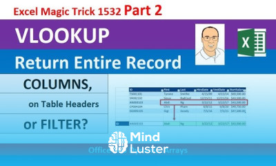 VLOOKUP To Get Complete Record EMT 1532 Part 2 COLUMNS Table Headers or FILTER Function