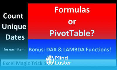Excel PivotTable or Formula to Count Unique Dates for Each New Item 4 Examples EMT 1767