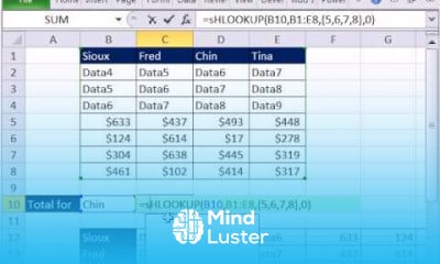 Excel Magic Trick 684 VLOOKUP 1 item Add Values from Multiple Rows Columns HLOOKUP
