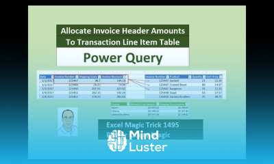 EMT 1495 Power Query Allocate Invoice Header Amounts To Transaction Line Item Table