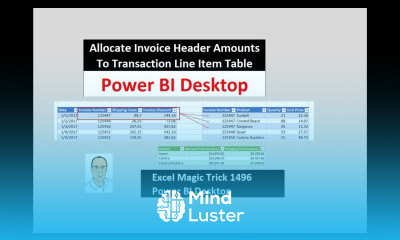 EMT 1496 Power BI Desktop Allocate Invoice Header Amounts To Transaction Line Item Table