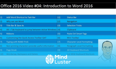 Office 2016 Video 04 Introduction to Word 2016 20 Important Tips for Efficiency