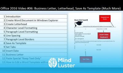 Office 2016 Video 06 Business Letter Letterhead Save As Template Much More