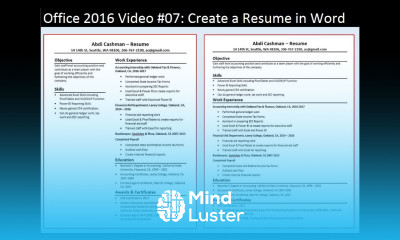 Office 2016 Video 07 Create a Resume in Word