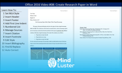 Office 2016 Video 08 Create Research Paper in Word
