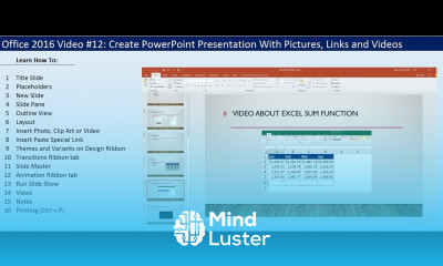 Office 2016 Video 12 Create PowerPoint Presentation With Pictures Links and Videos