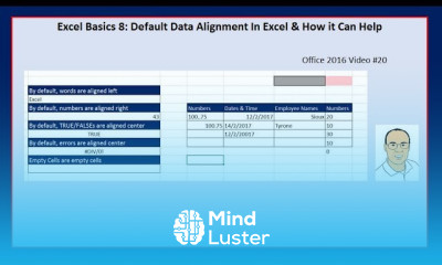 Excel Basics 8 Default Data Alignment In Excel How it Can Help