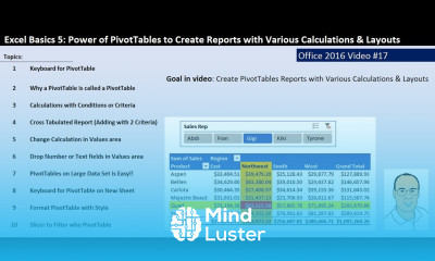 Excel Basics 5 PivotTable Power to Create Reports with Various Calculations Layouts