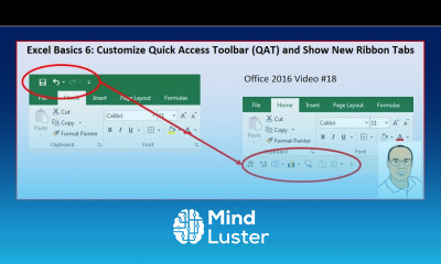 Excel Basics 6 Customize Quick Access Toolbar QAT and Show New Ribbon Tabs