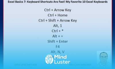 Excel Basics 7 Keyboard Shortcuts Are Fast