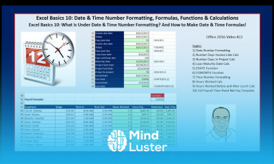 Excel Basics 10 Date Time Number Formatting Formulas Functions Calculations