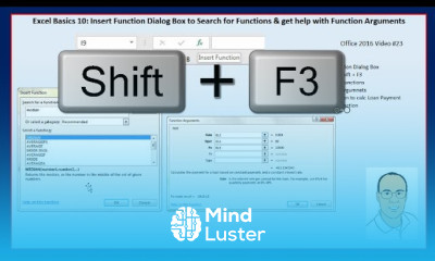 Excel Basics 11 Search for Excel Functions get help with Function Arguments