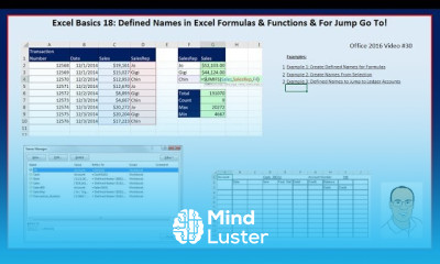 Excel Basics 18 Defined Names in Excel Formulas Functions For Jump Go To
