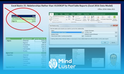 Excel Basics 21 Relationships Rather than VLOOKUP for PivotTable Reports Excel 2016 Data Model