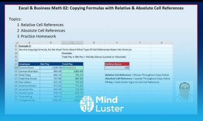 Excel Business Math 02 Copying Formulas with Relative Absolute Cell References