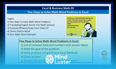 Excel Business Math 09 Five Steps to Solve Math Word Problems in Excel
