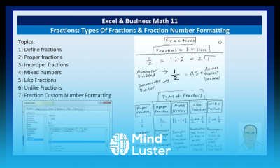 Excel Business Math 11 Types Of Fractions Fraction Number Formatting