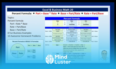 Excel Business Math 20 Percent Formulas for Part Rate Base 8 Example