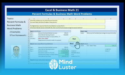 Excel Business Math 21 Percent Formulas Business Math Word Problems