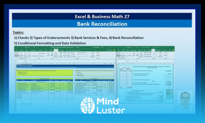 Excel Business Math 27 Bank Reconciliation Made Easy