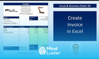 Excel Business Math 39 Create Excel Invoices Data Validation Drop down VLOOKUP IF Functions