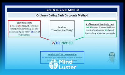 Excel Business Math 38 Date Math Invoices Cash Discounts on Invoices Nested IF Functions