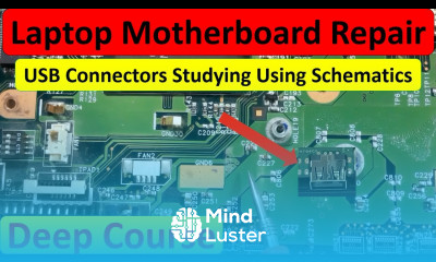 Laptop motherboard repair USB connectors circuit studying