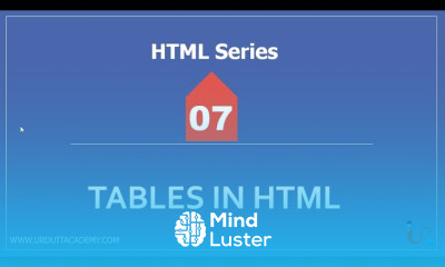 HTML series Lecture 7 Tables in HTML