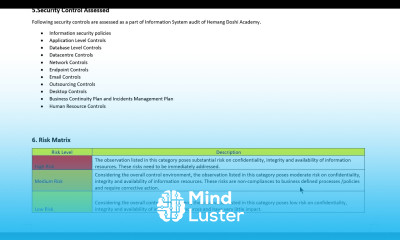 Lecture 2 Information System Audit Report Format