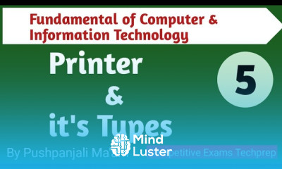 Printer and it s types Impact Printer Non Impact Printer in FCIT in Hindi