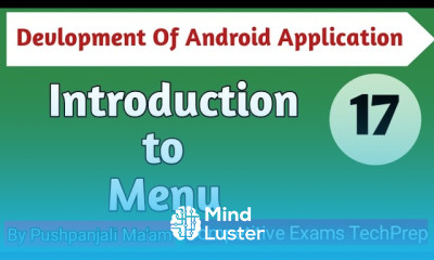 Lec 4 1 Introduction to Menu in Android in Hindi
