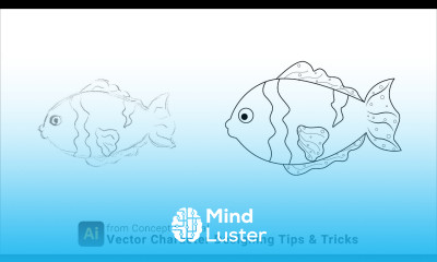 Illustrator Flat Vector Fish Designing Process Hindi