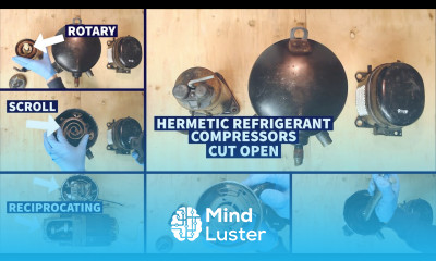 Scroll Reciprocating Rotary Hermetic Refrigerant Compressors Cut Open