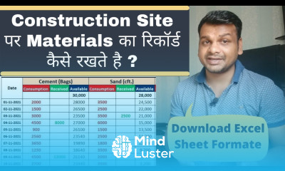 How to Maintain Building Materials Record On Construction Site Excel Sheet Site Register Book
