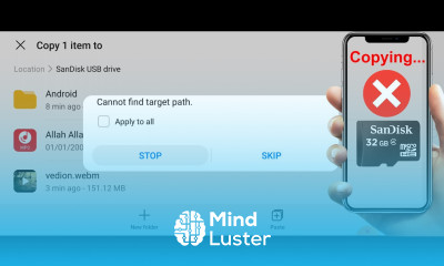Why I cannot copy files from mobile internal storage to SD card or USB Target path not found Urdu