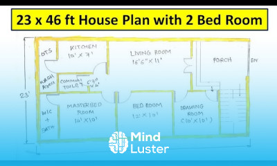 23x46 sqft house plan II 1000 sq ft House Plan 23x46 ghar ka naksha II 25 x45 house design
