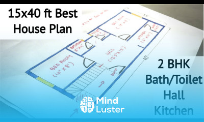 15x40 House Plan Map 15x40 घर का नक्शा 600 sq ft Plan Small House Plans 2BHK Plan